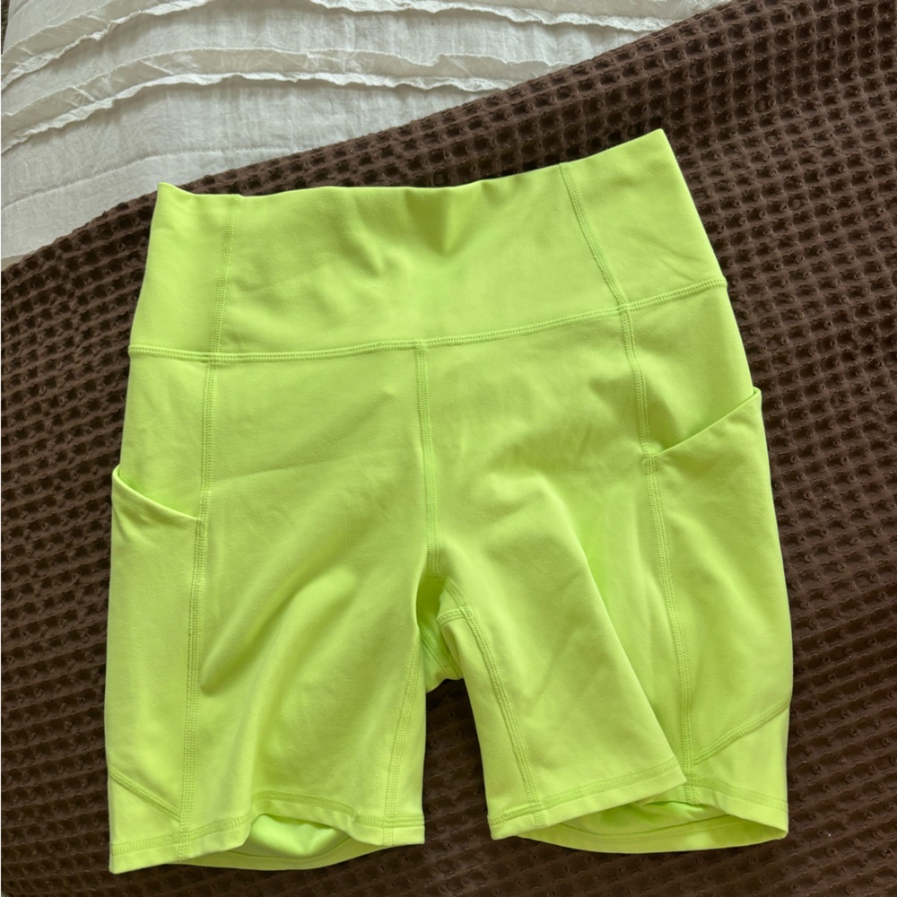 Fabletics Neon Yellow High-Rise Bike Shorts